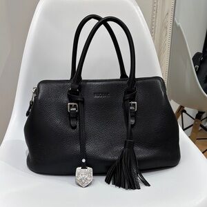 RUDSAK Black Leather Satchel with Tassel